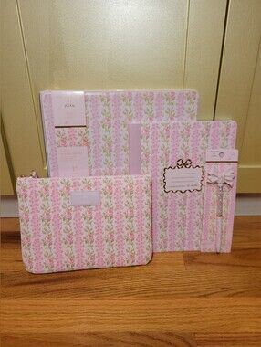 NWT LoveShackFancy Yoobi School Supplies Pink Blooming Heirloom Floral 4 Pc Set